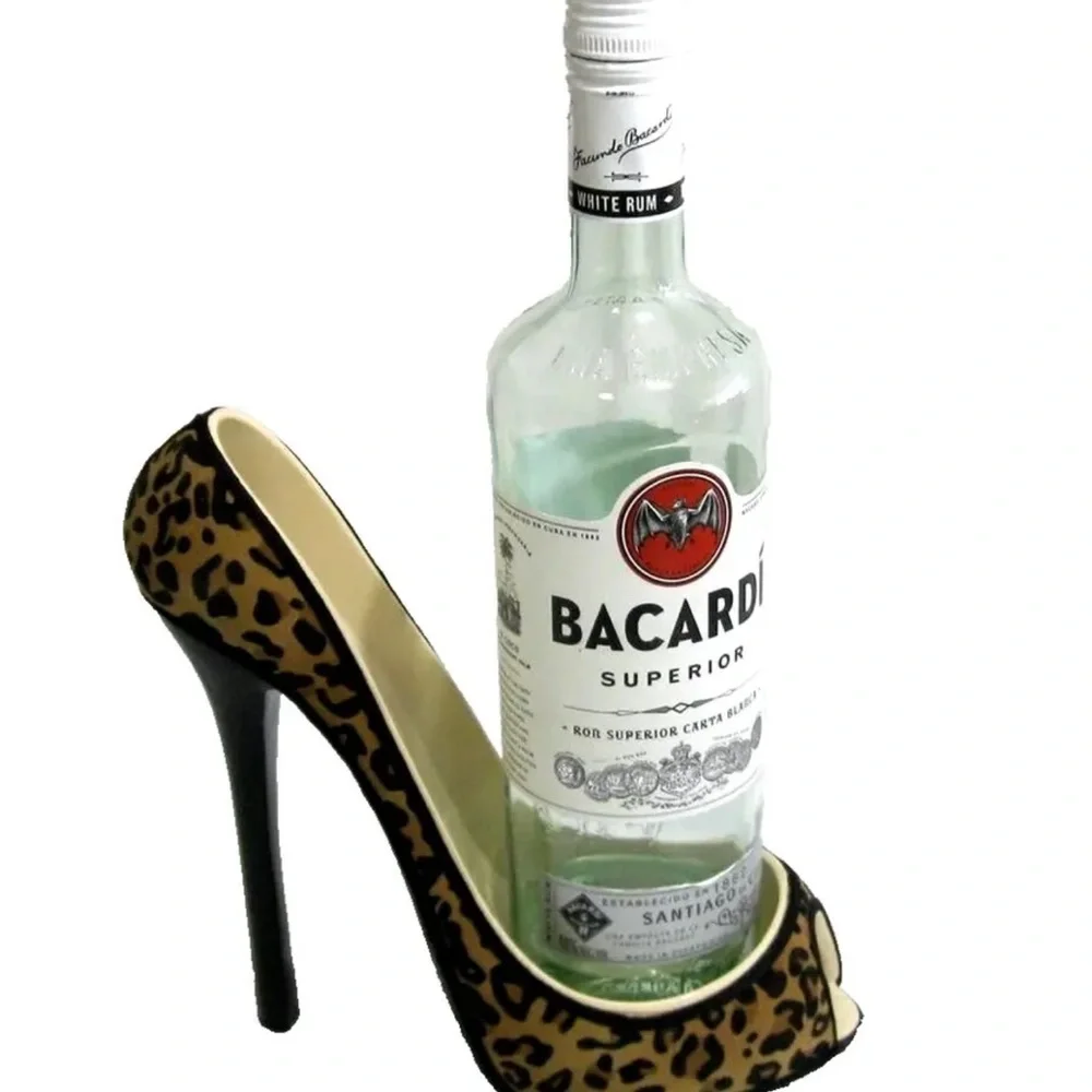 Wild Eye Designs Shoe 205 High Heel Wine Bottle Holder Caddy Leopard - - Picture 6 of 7